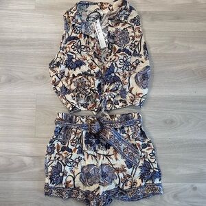 Nicole Miller Floral Sleeveless Top and Shorts Set